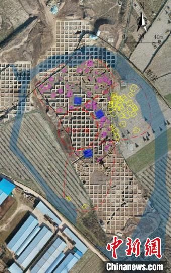 圖為位于甘肅省天水市張家川回族自治縣境內(nèi)的圪垯川遺址史家類型時(shí)期大型環(huán)壕聚落布局。(資料圖) 甘肅省文物局供圖