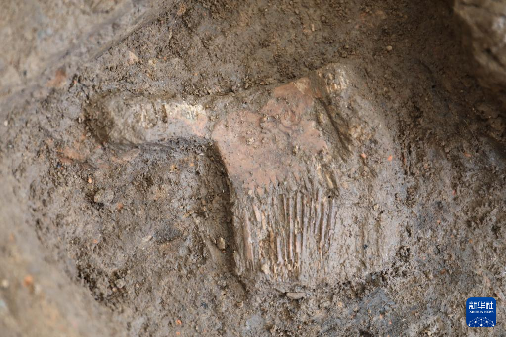 河南南陽市黃山新石器時代遺址出土的屈家?guī)X文化骨梳（資料圖）。